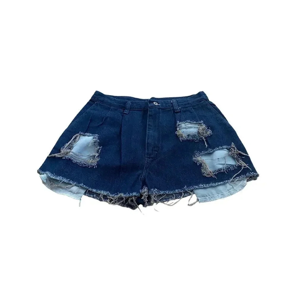 Wrangler Riata Women's Blue Light Wash Pull-On Ripped Denim Jeans Short